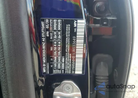 2020 Mercedes-Benz Glb 250 4Matic из США, поврежденный, VIN W1N4M4HB1LW033649